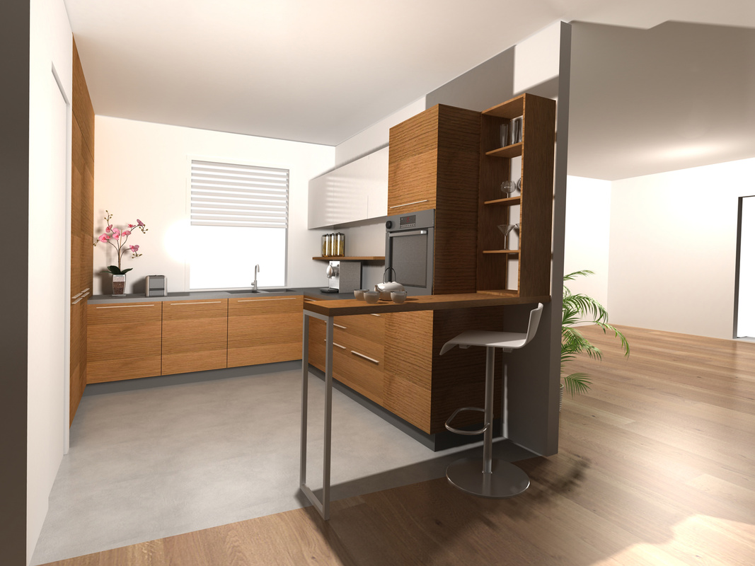 Brown wood kitchen